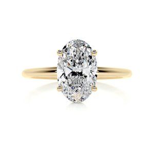 Certified 3ct. t.w. Oval Diamond in 10k Yellow Gold Solitaire Wedding Ring